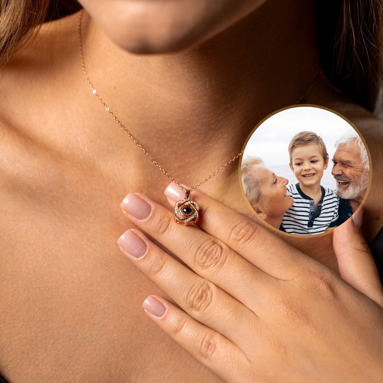 Double Heart Photo Necklace - Personalised Necklace - Customised Necklace Necklace Brother & Sisters