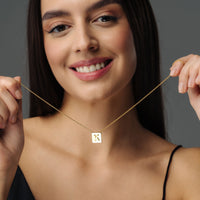 Thumbnail for Gold Necklace for a Woman - Rectangle Initial Necklace - Woman Necklace - Letter Necklace Necklace Brother & Sisters
