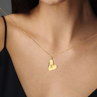 Thumbnail for Gold Necklace for a Woman - Romantic Initial Necklace - Woman Necklace - Letter Necklace - Heart Necklace Necklace Brother & Sisters
