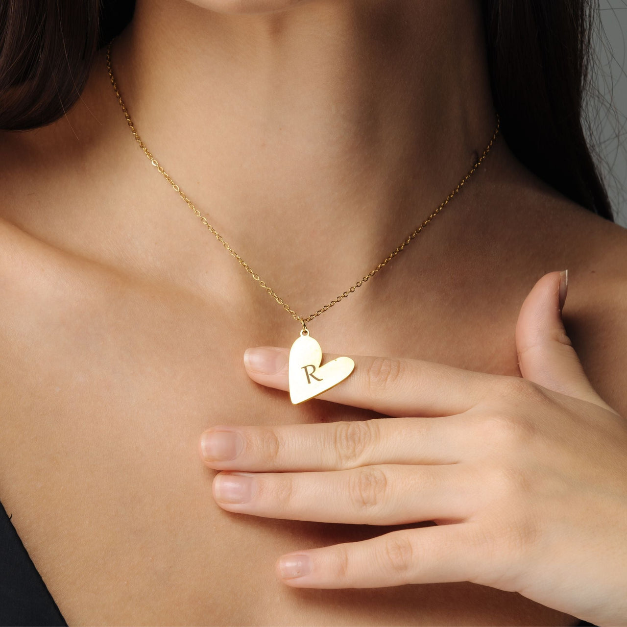 Gold Necklace for a Woman - Romantic Initial Necklace - Woman Necklace - Letter Necklace - Heart Necklace Necklace Gold / A Brother & Sisters