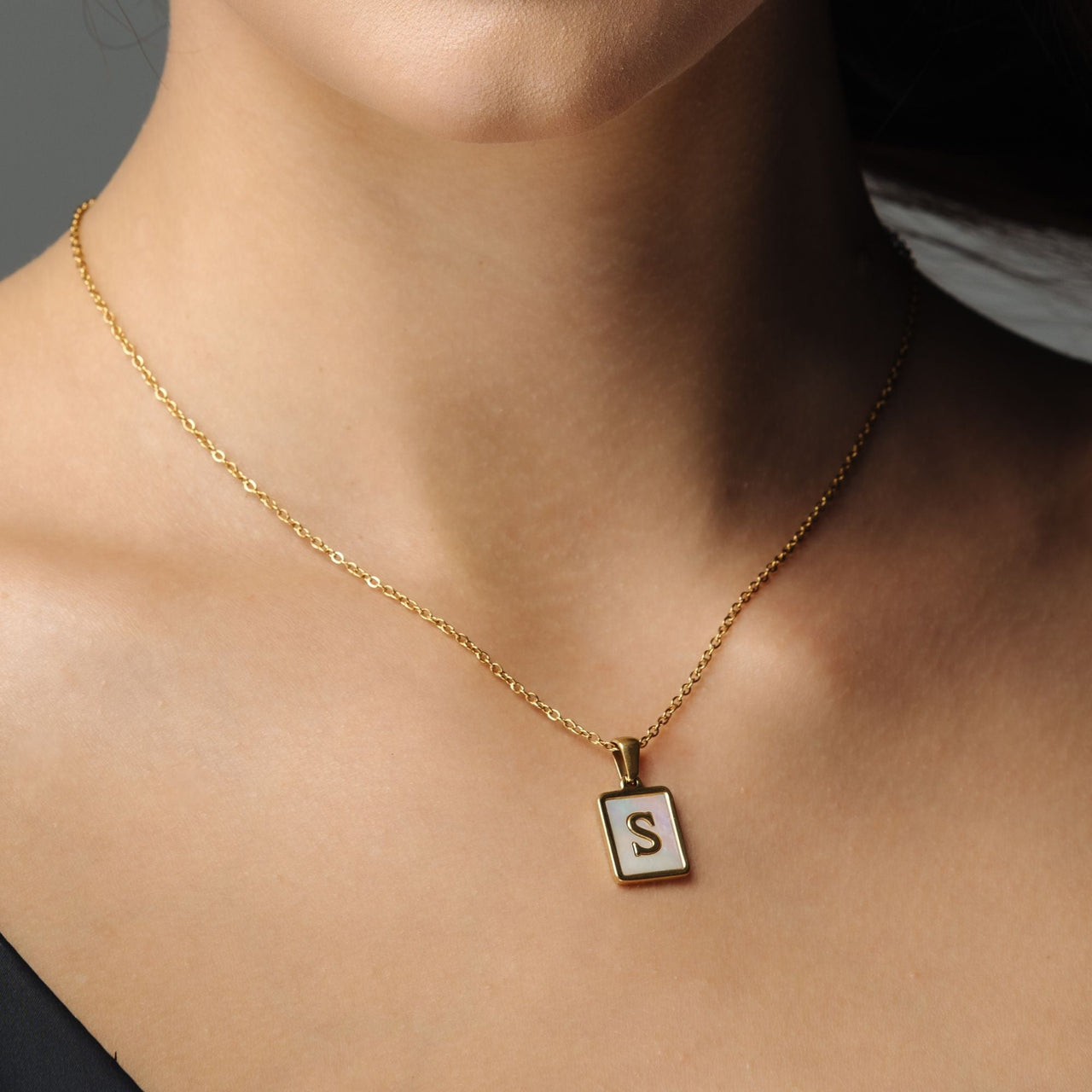 Gold Necklace for a woman - Simple Initial Necklace - Woman Necklace - Letter Necklace Necklace White / A Brother & Sisters