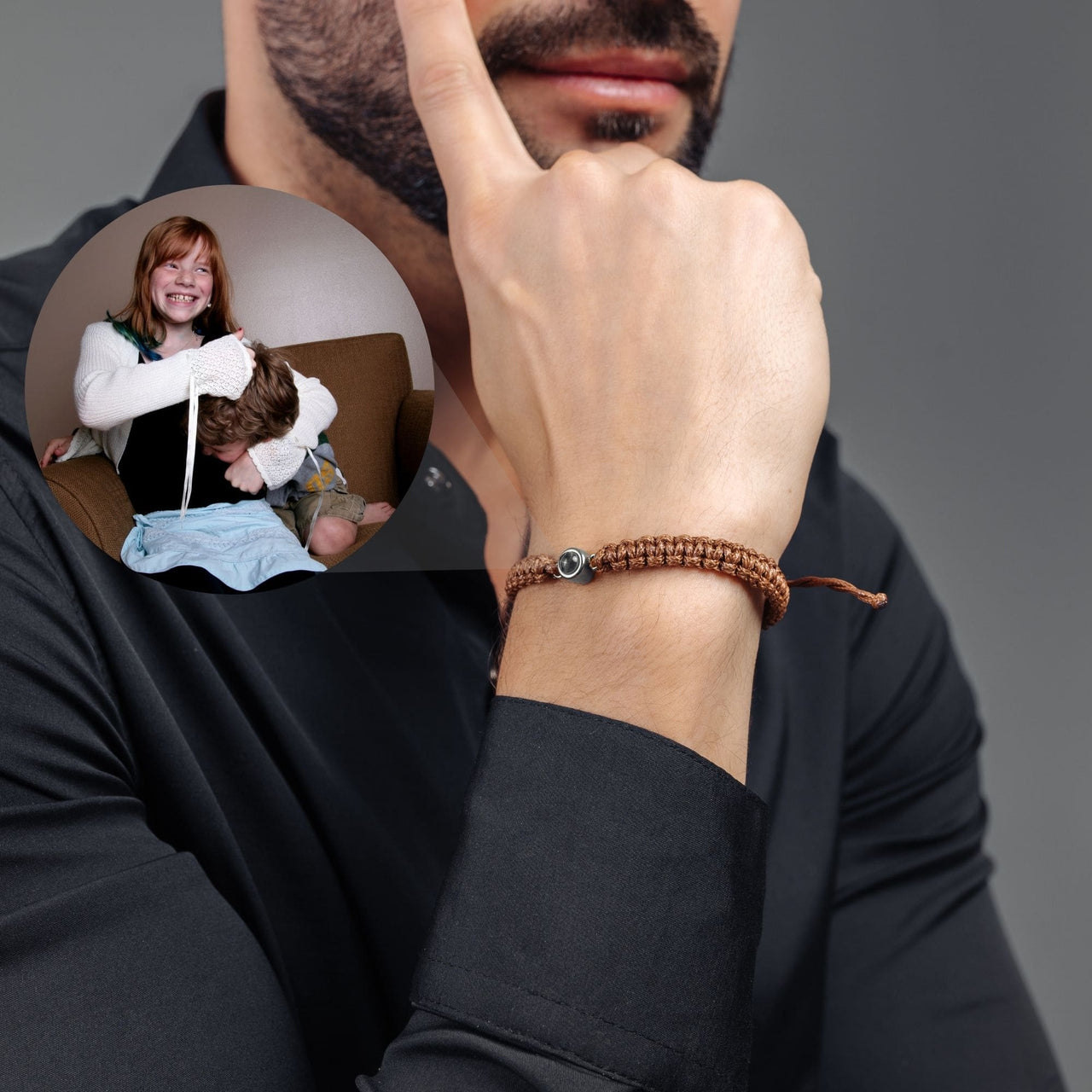 Man Bracelet - Men’s Personalised Bracelet - Personalized Gift - Custom Jewelry For Him - Custom Bracelet Picture - Personalised Photo Gift Bracelet Brother & Sisters