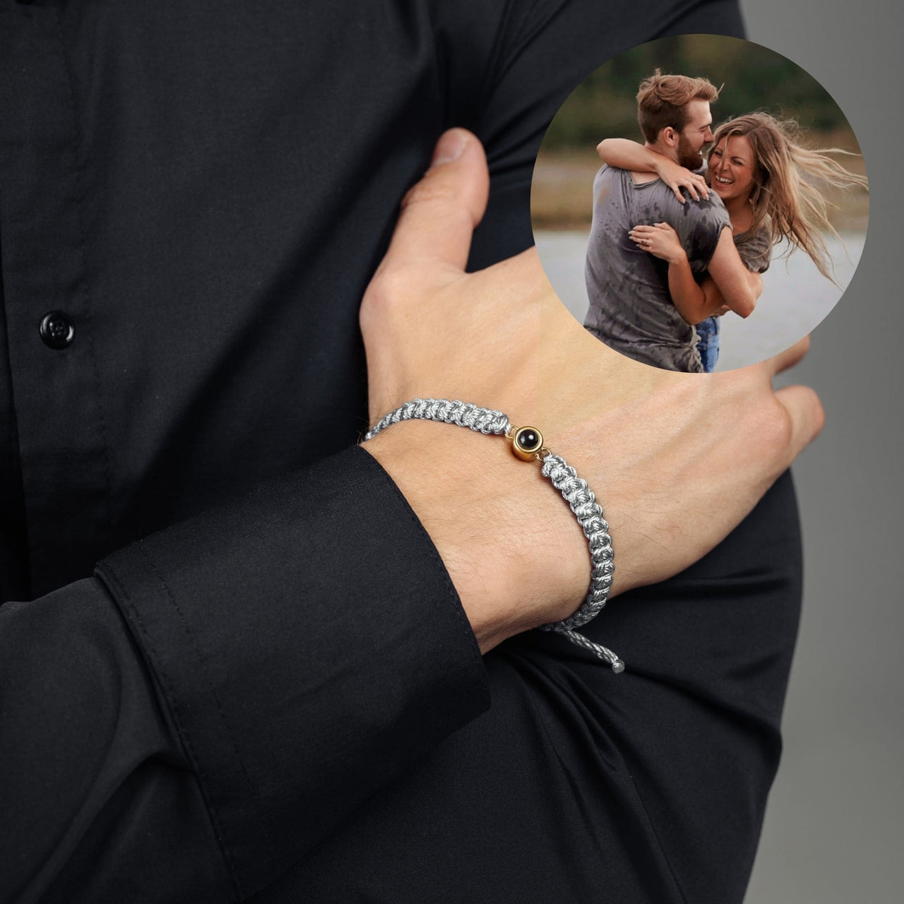 Man Bracelet - Men’s Personalised Bracelet - Personalized Gift - Custom Jewelry For Him - Custom Bracelet Picture - Personalised Photo Gift Bracelet Grey / Gold Brother & Sisters