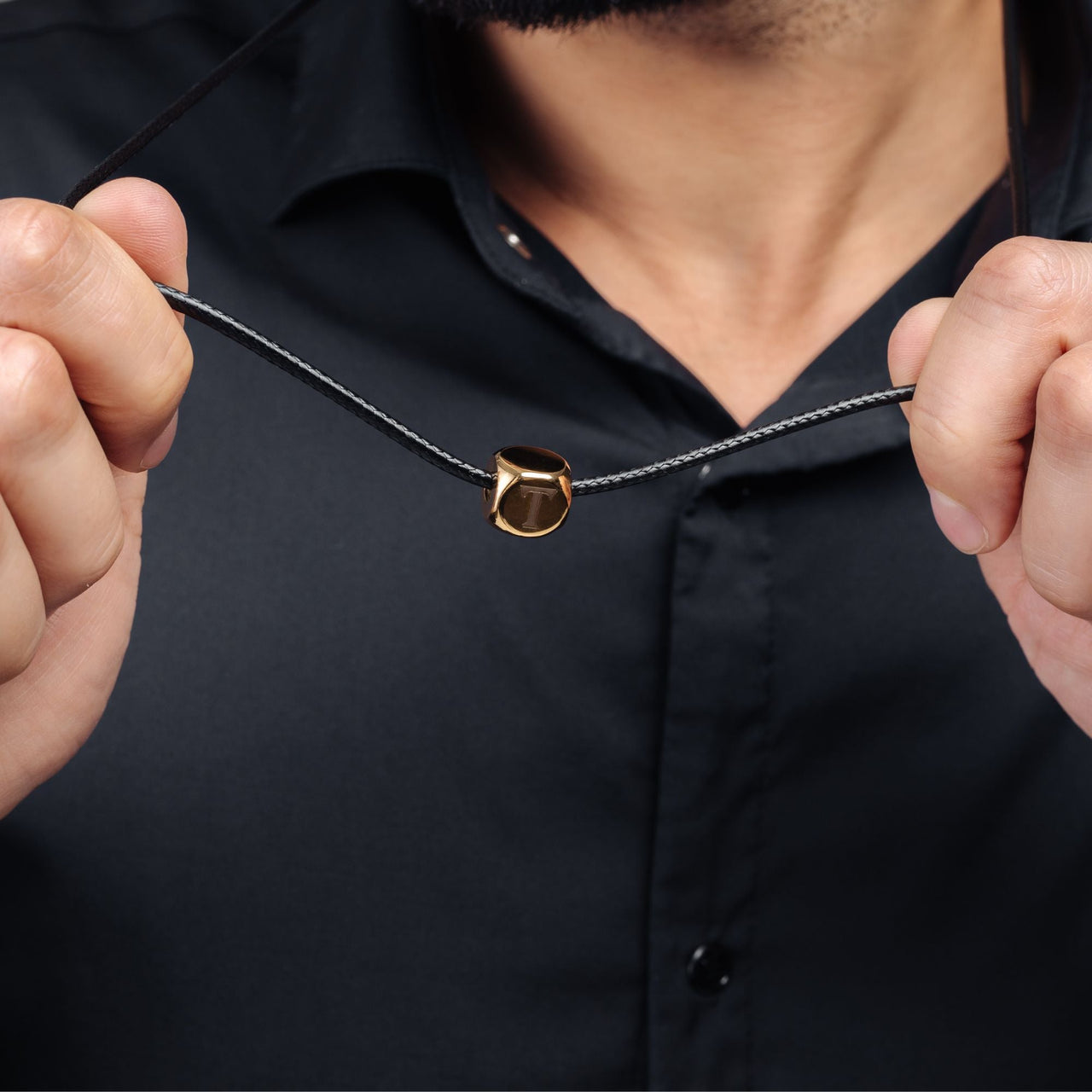 Man Necklace - Gold Initial Necklace - Cube Letter Necklace - Gold Necklace for men Necklace Gold / A Brother & Sisters