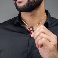 Thumbnail for Man Necklace - Initial Necklace - Rugby Letter Necklace - Mens Chain Necklace Necklace A Brother & Sisters