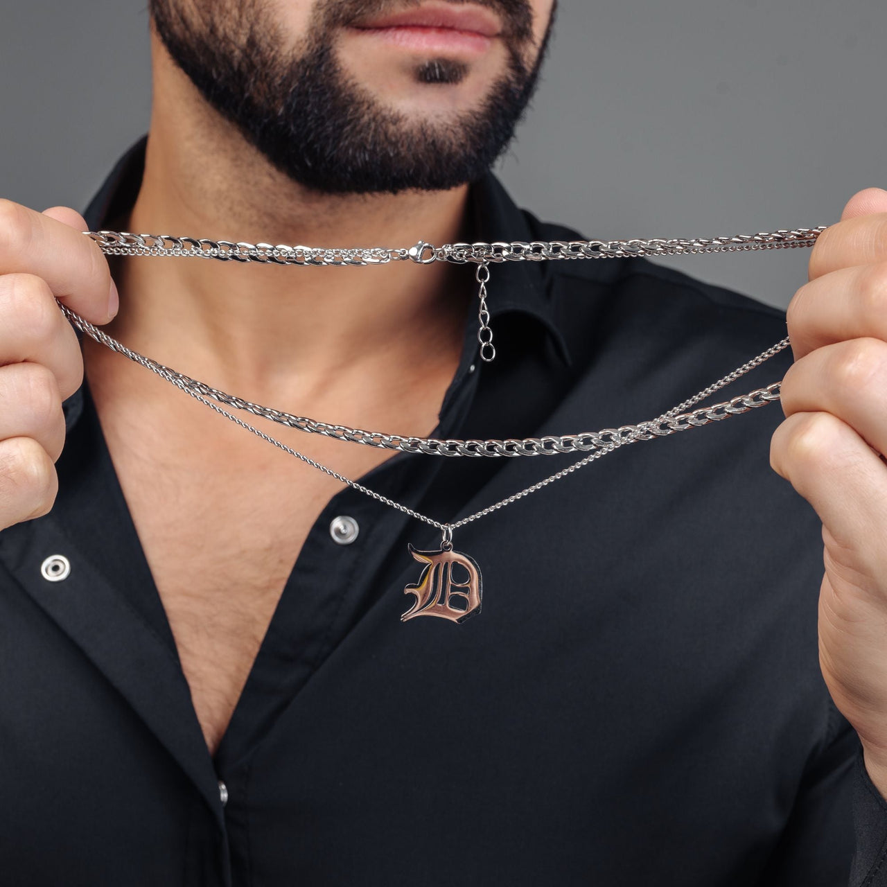 Silver Man Necklace - Initial Necklace - Unique Letter Necklace - Mens Chain Necklace Necklace Brother & Sisters