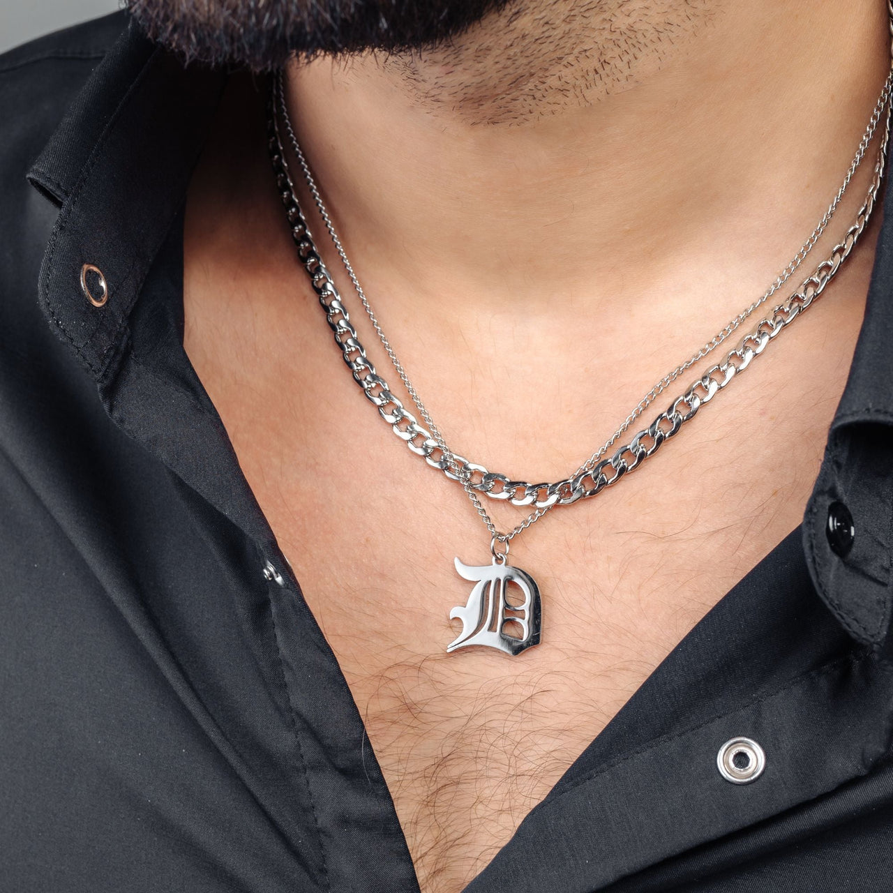 Silver Man Necklace - Initial Necklace - Unique Letter Necklace - Mens Chain Necklace Necklace A Brother & Sisters