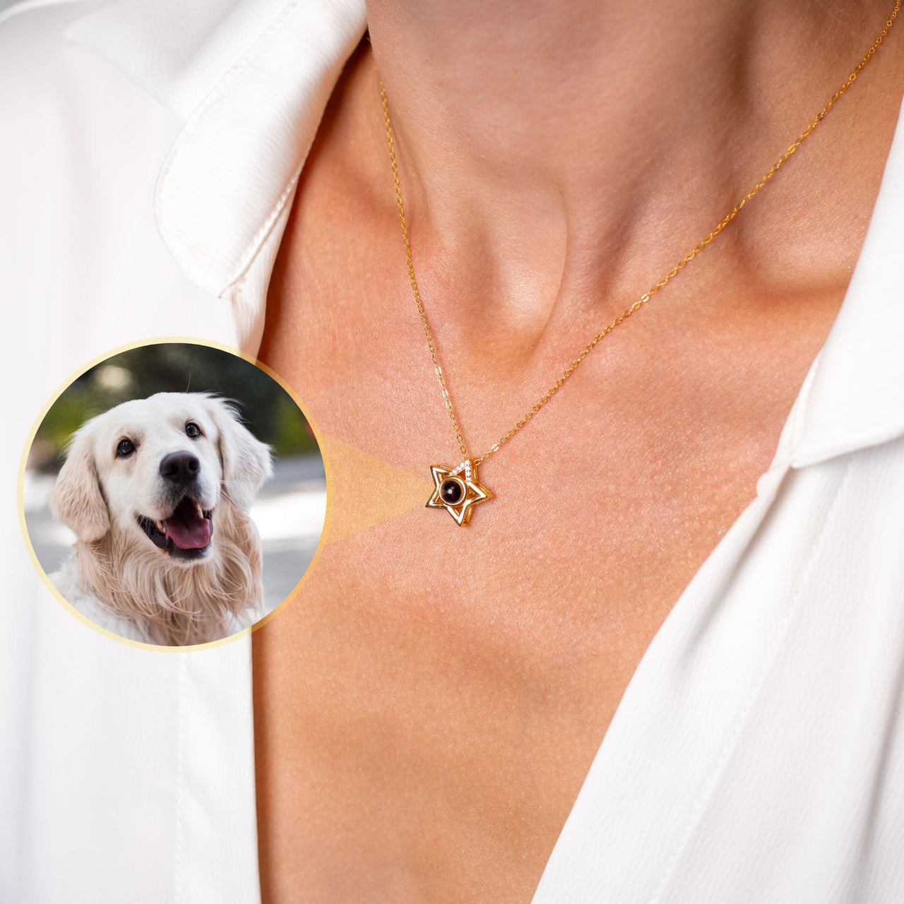 Star Photo Personalised Necklace  - Photo Necklace - Photo Projection Necklace Necklace Brother & Sisters
