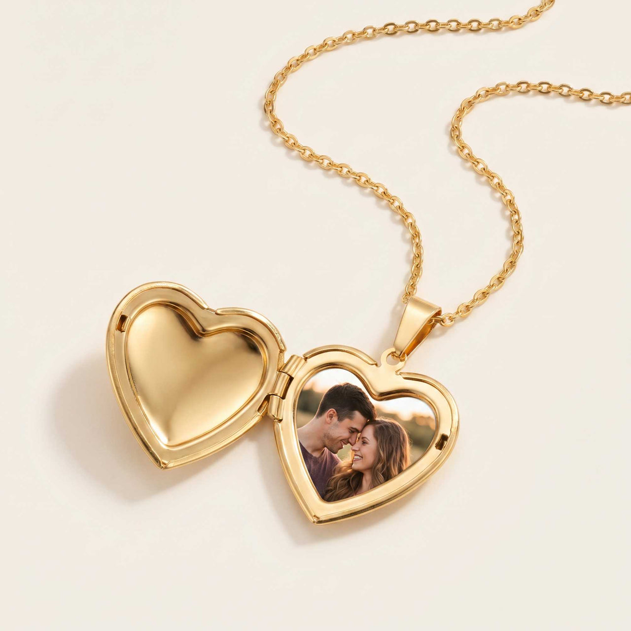 Crystal Heart Photo Locket Necklace
