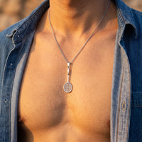 Thumbnail for Badminton Racket Necklace Silver – close-up worn on a man's wrist | Brother & Sisters | SKU: White Gold