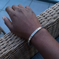 Thumbnail for Be Gorgeous, Be Yourself bracelet in silver worn, showing its real size | SKU: bgby-wg