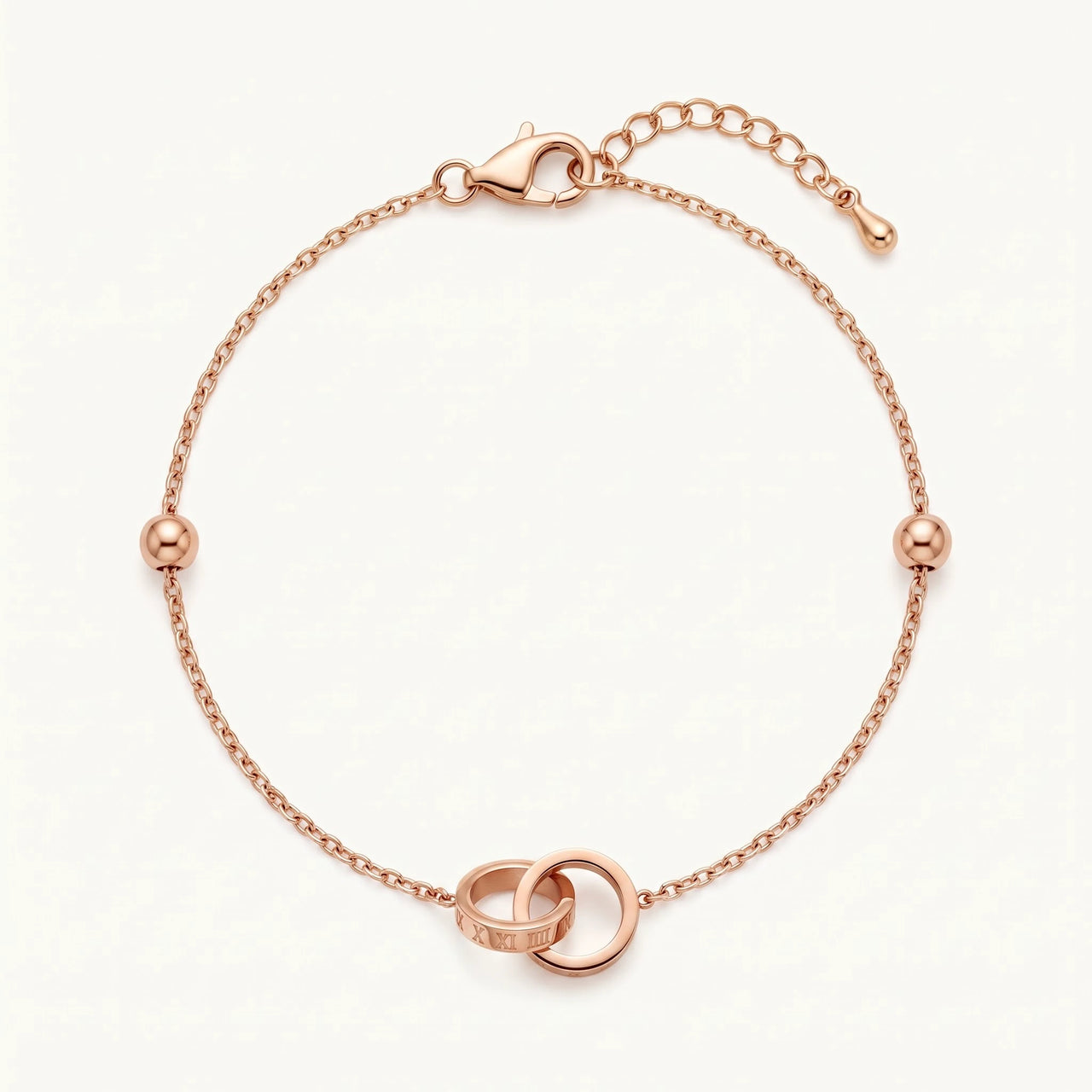 Roman numeral bracelet — product photo on a white background, rose gold | SKU: 25535339-rose-gold