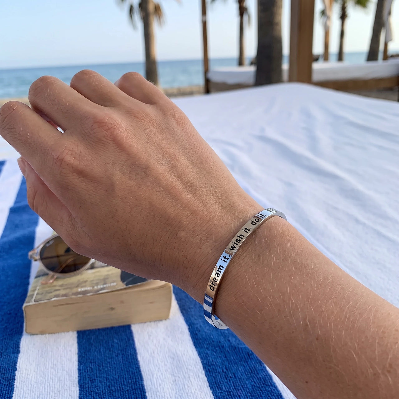 Graduation bracelet — worn, real size, silver | SKU: 4214557-silver-plated