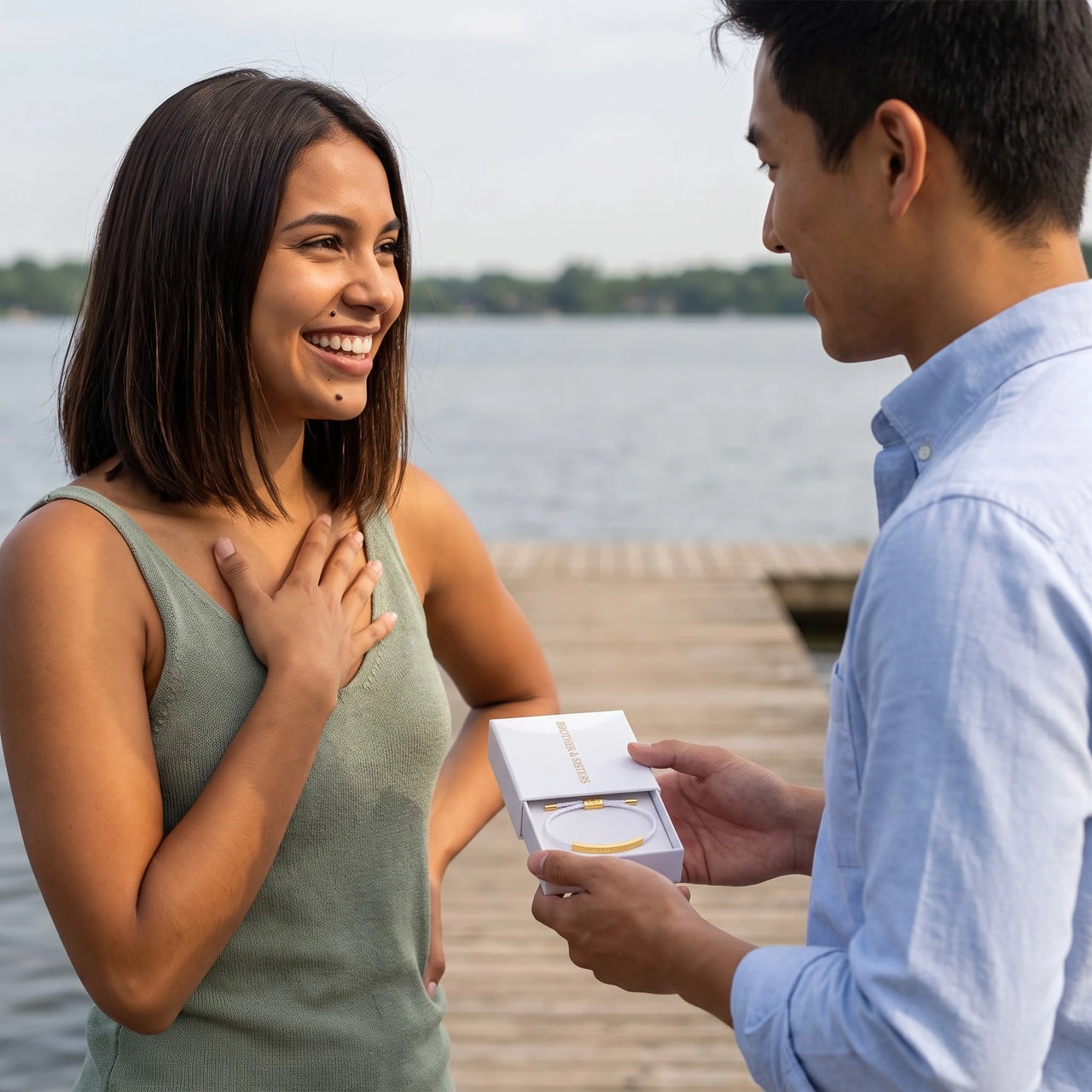 White string bracelet — offered as a gift, gold | SKU: laperle-g