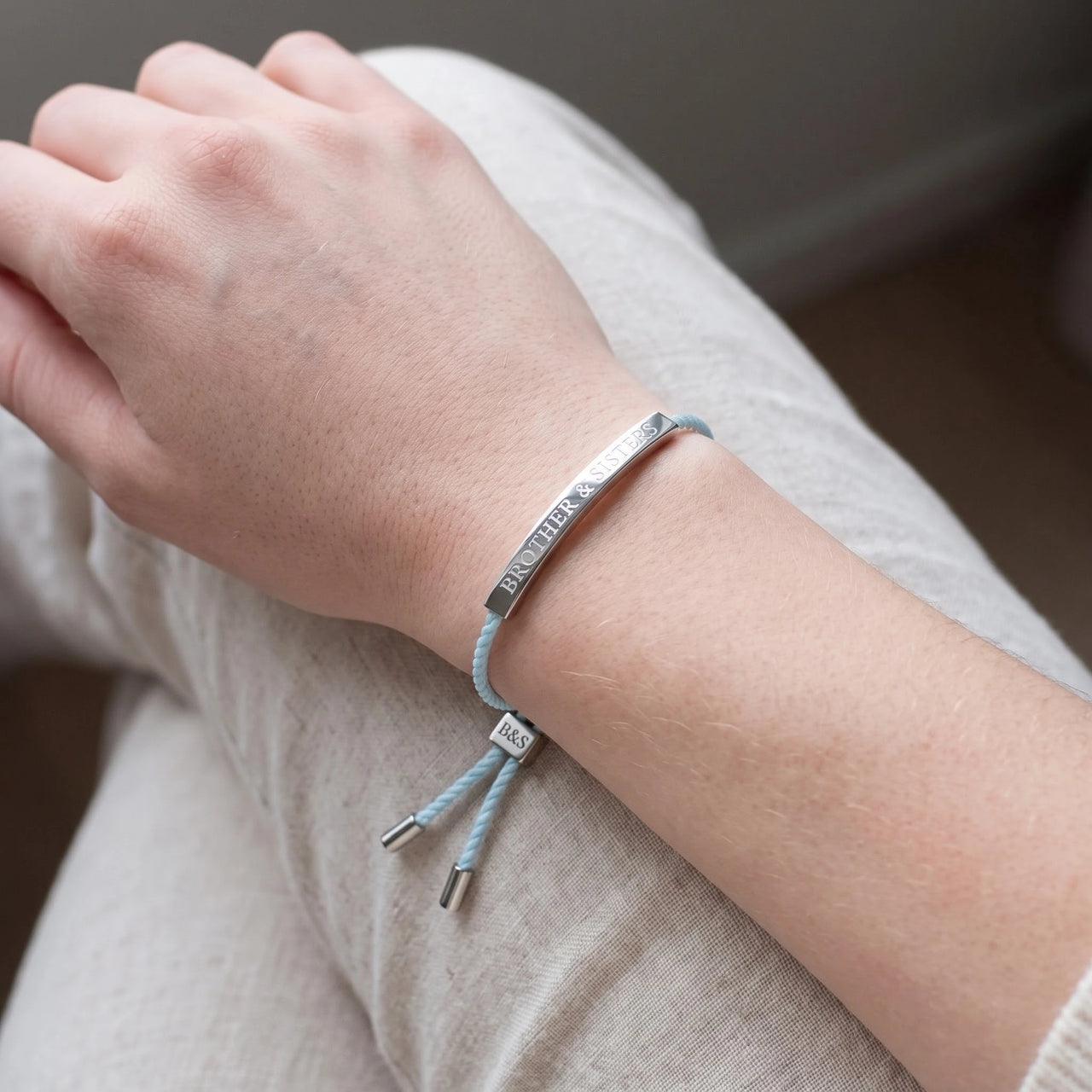 Stainless steel bracelet — worn, real size, silver | SKU: leciel-wg