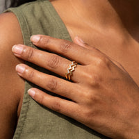 Thumbnail for Stacking rings — close-up of the details, gold | SKU: lezigzag