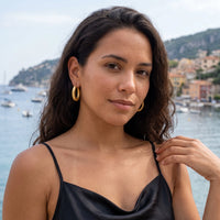 Thumbnail for Gold hoop earrings — worn on a getaway, gold | SKU: lesmates