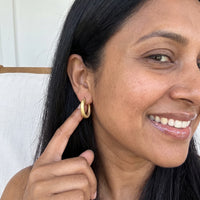 Thumbnail for Oval hoop earrings — worn, real size, gold | SKU: lesmates