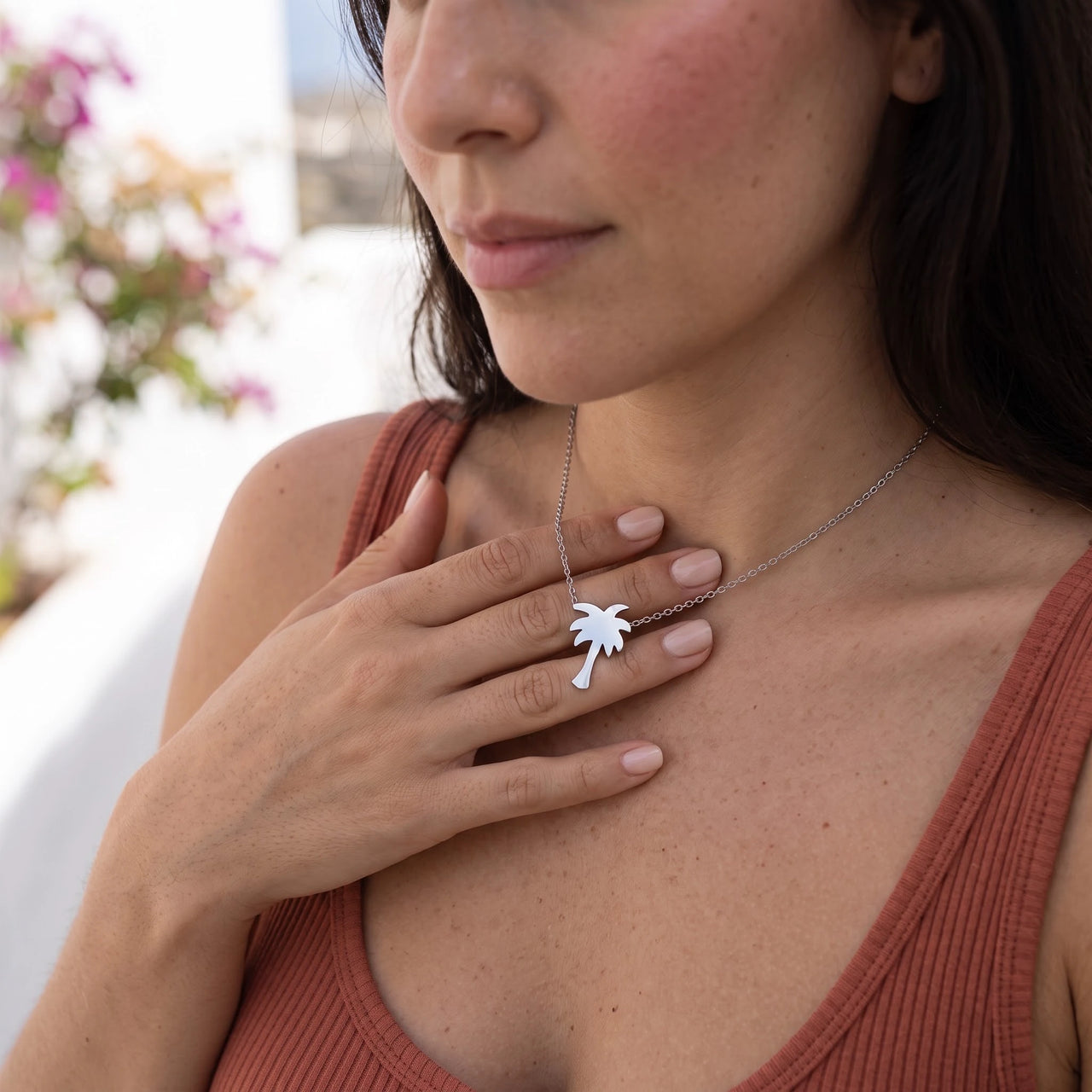 Beach necklace — worn, everyday gesture, silver | SKU: 8732822-silver-plated