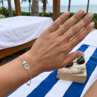 Thumbnail for Silver charm bracelet worn, showing its real size | SKU: 9178613-white-gold