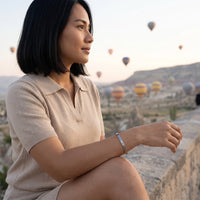 Thumbnail for Love Yourself More And Better bracelet in silver worn on a getaway | SKU: lymab-wg