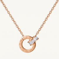 Thumbnail for Necklace with Joined Rings & Crystals, rose gold necklace | SKU: 25535378-rose-gold