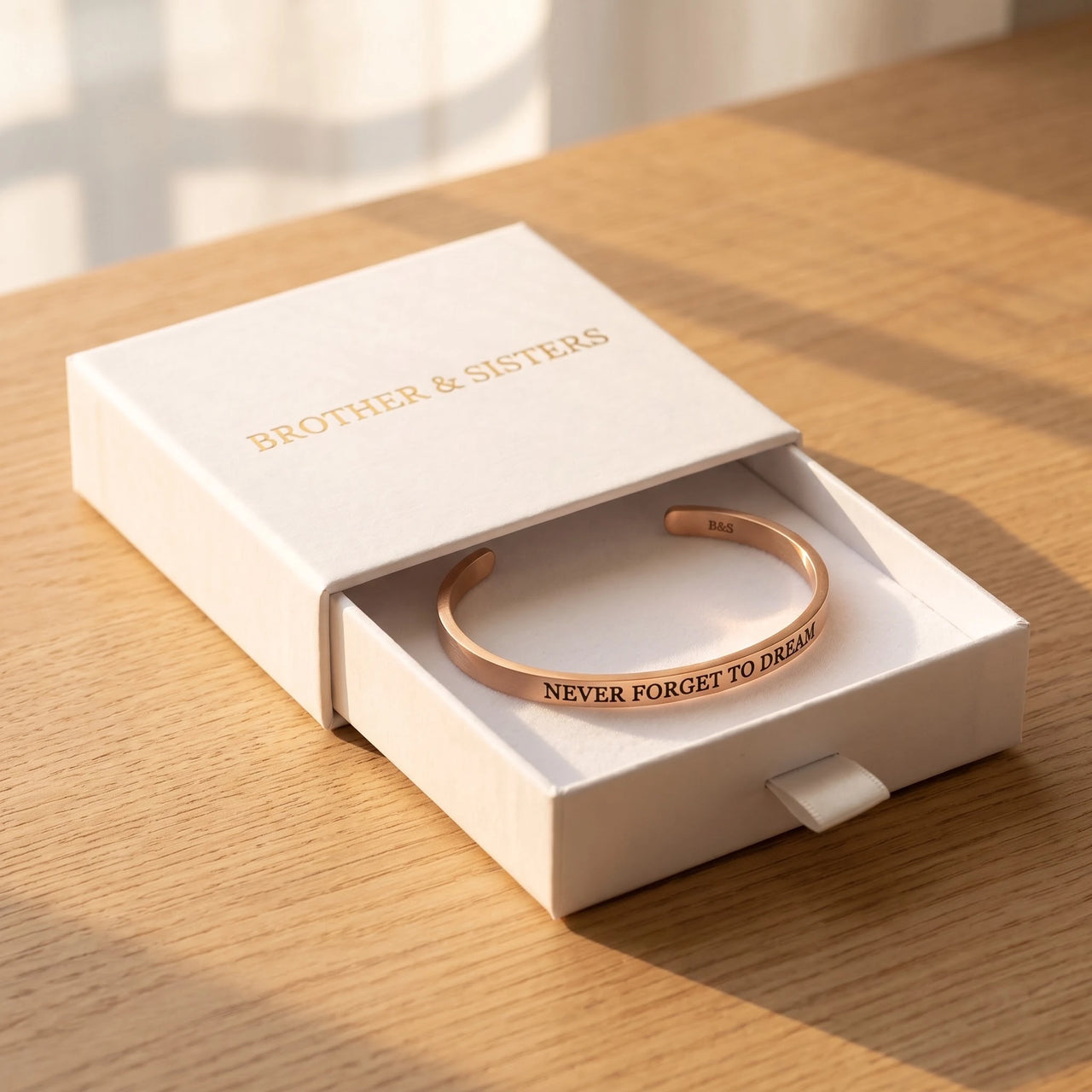 Inspirational bracelet — in the gift box, rose gold | SKU: nftd-rg