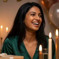 Thumbnail for Minimalist Name Necklace in rose gold worn at a birthday celebration, the name Ines | SKU: minimalistnn-rosegold