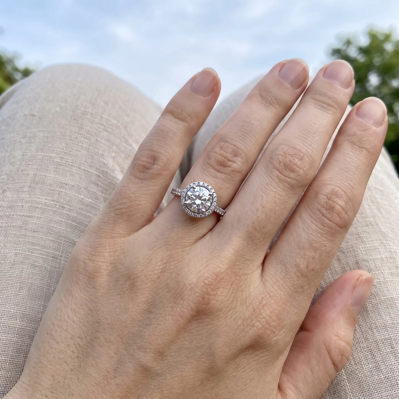 Halo ring — worn, real size, silver | SKU: 101791-4.5-silver