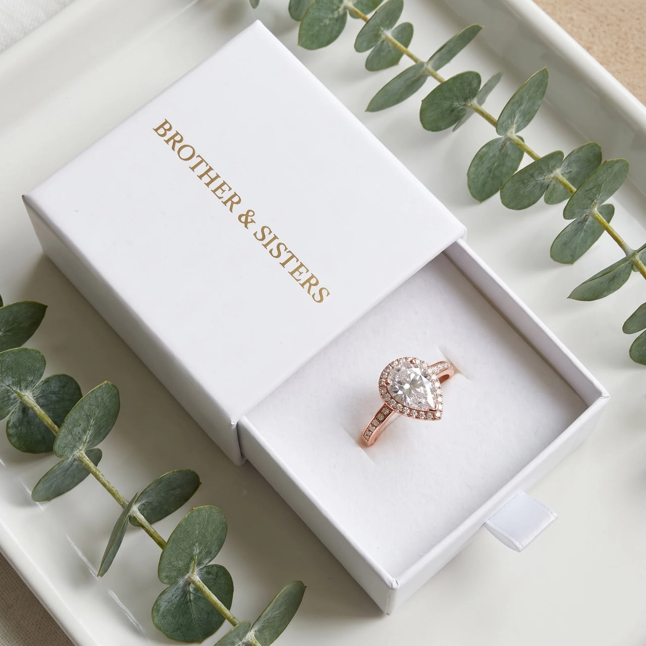 Teardrop engagement ring — in the gift box, rose gold | SKU: 505162-4.5-rose-gold