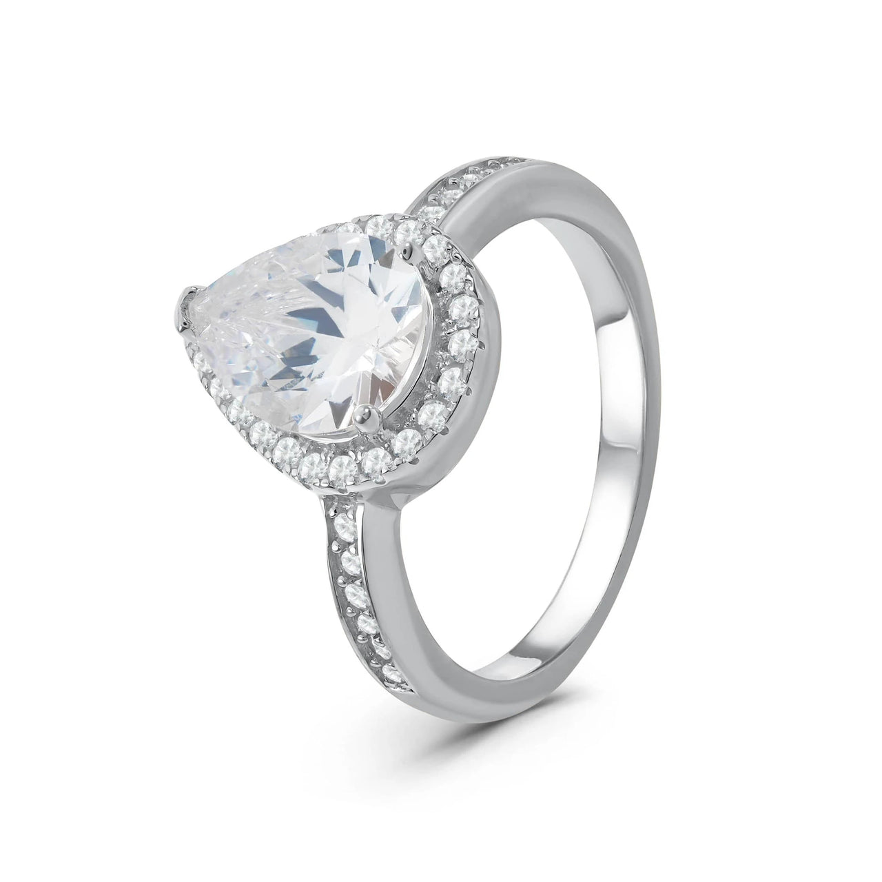Pear shaped engagement ring — product photo on a white background, silver | SKU: 505162-4.5-silver
