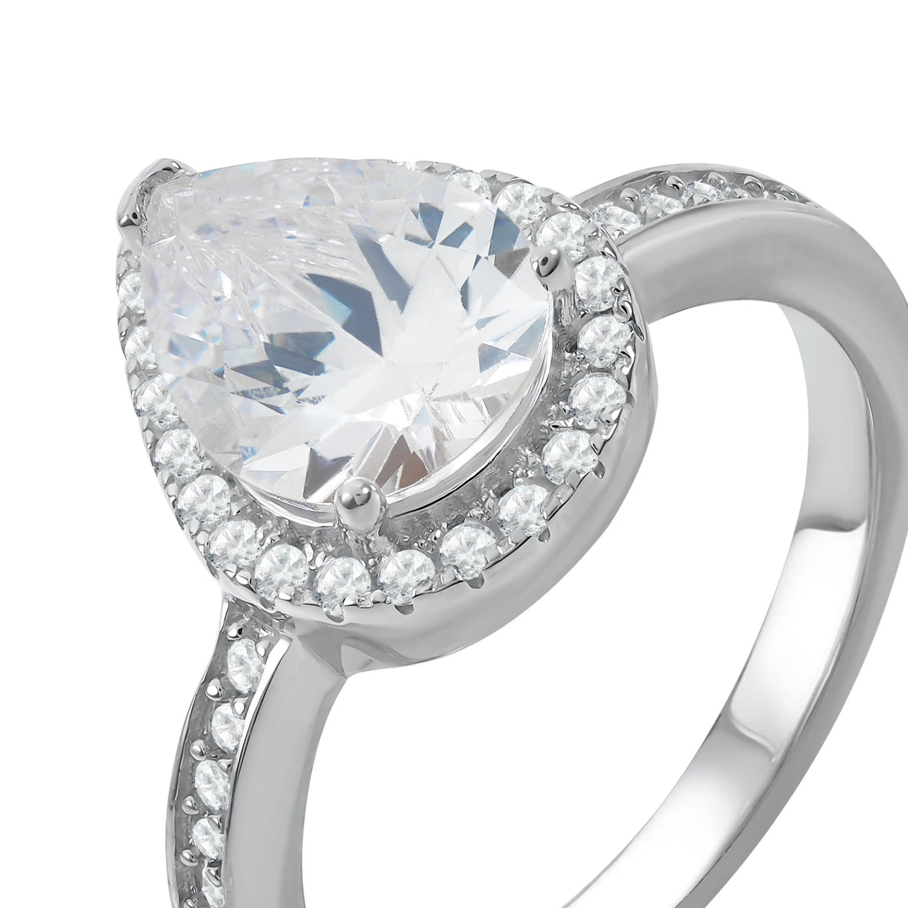 Pear shaped engagement ring — product photo on a white background, silver | SKU: 505162-4.5-silver