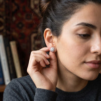 Thumbnail for Starburst earrings — worn, everyday gesture, silver | SKU: 30876249