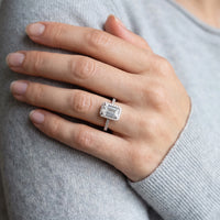 Thumbnail for Emerald cut ring — close-up of the details, silver | SKU: 1969566-4.5-silver