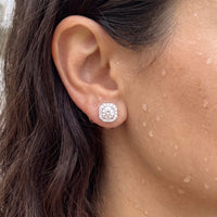 Thumbnail for Halo stud earrings — close-up of the details, silver | SKU: 505263