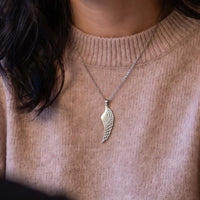 Thumbnail for The silver necklace worn, close-up | SKU: 42003-silver