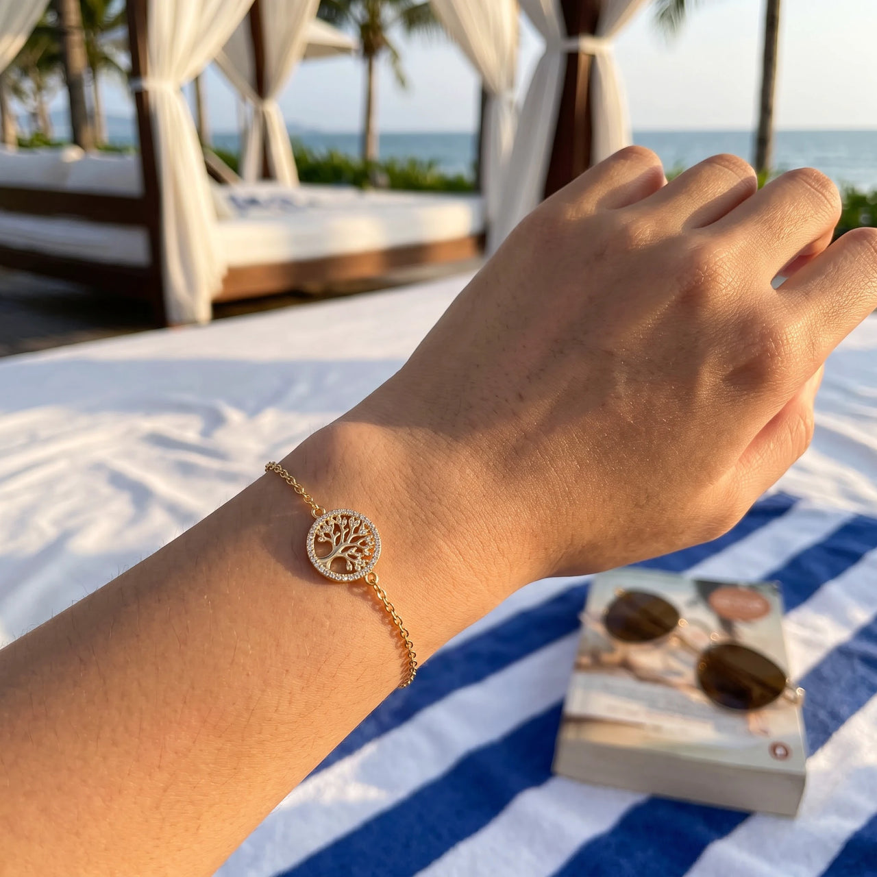 Tree of life bracelet — worn, real size, gold | SKU: 18963309-gold