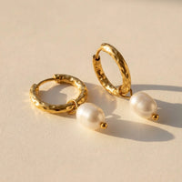 Thumbnail for Twisted Pearl Drop Hoops in Gold, product photo | SKU: 41004-gold