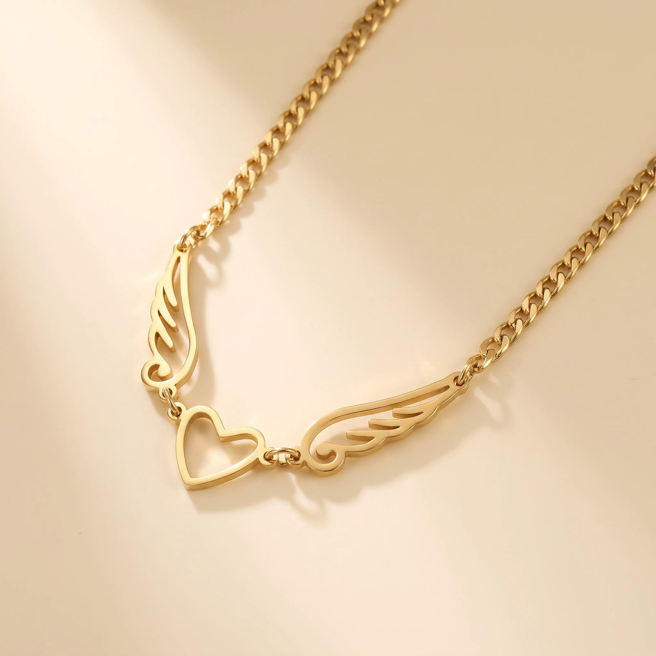 Winged Heart Necklace, gold | SKU: 42004-gold
