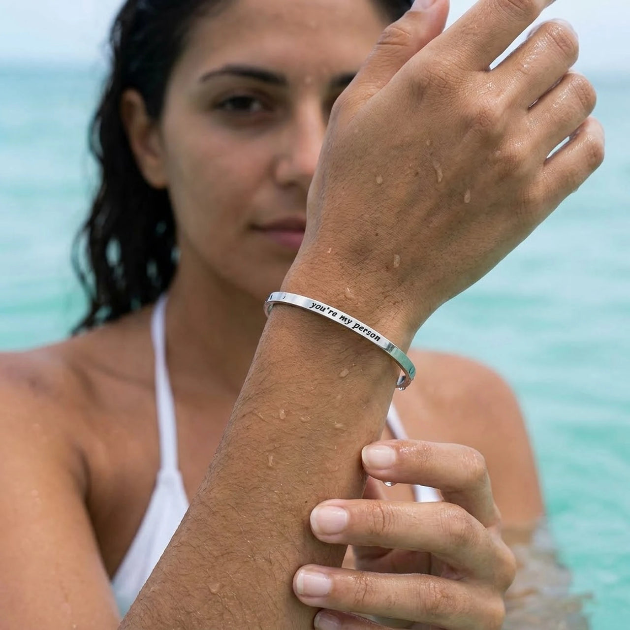 Best friend bracelet — worn in the water, waterproof, silver | SKU: 8174603-silver-color